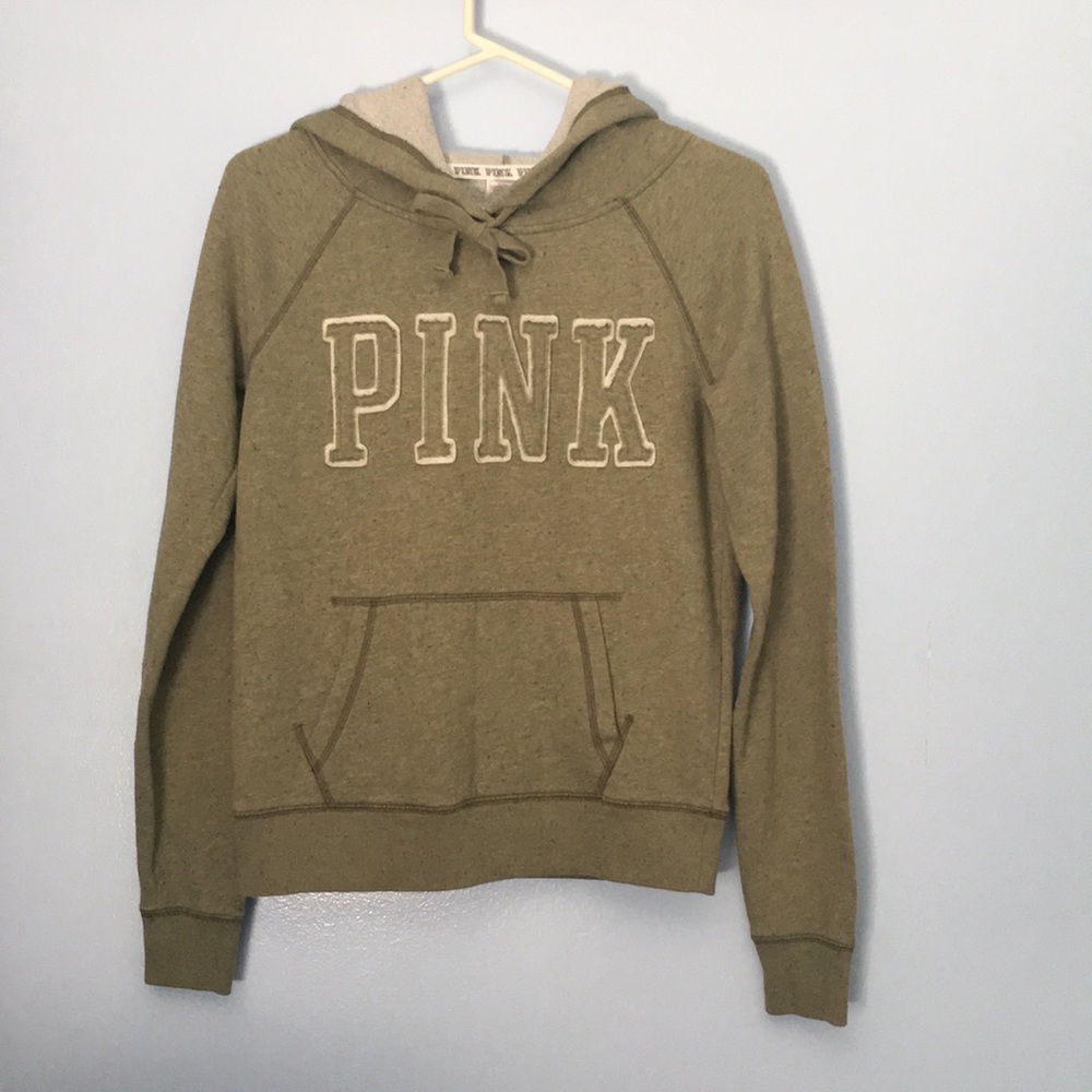 green pink branded hoodie